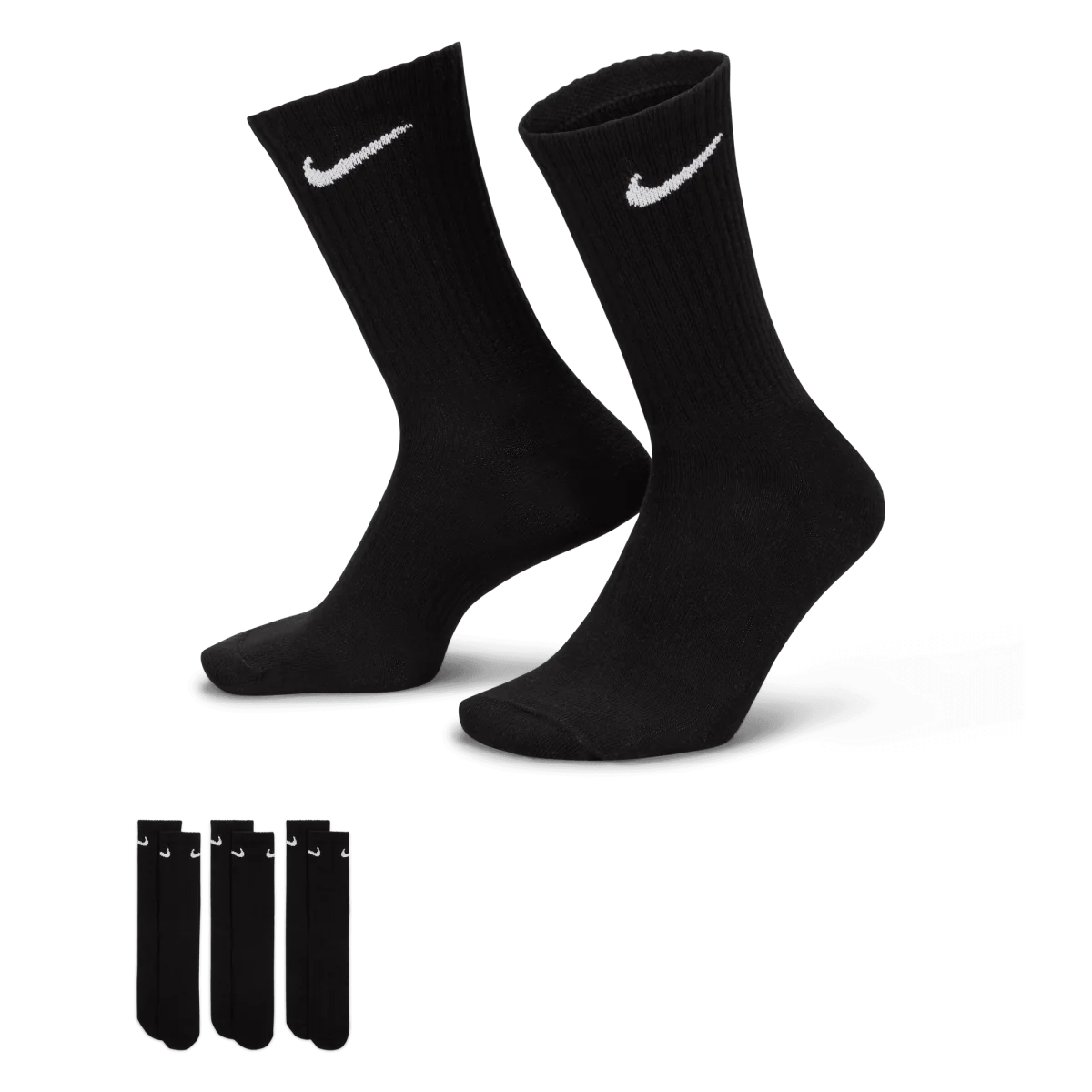 NIKE EVERYDAY LTWT CREW 3PR BLACK 1 NIKE EVERYDAY LTWT CREW 3PR BLACK